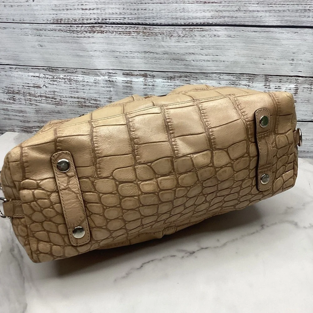 RARE COACH ASHLEY SATCHEL FAUX CROC TAN CAMEL HAND SHOULDER BAG FALL RETIRED GUC